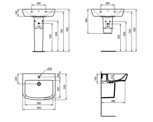 Раковина Ideal Standard Tempo 65 T056301 Euro White