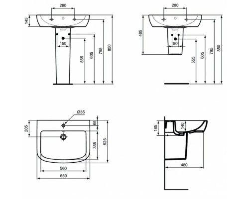Раковина Ideal Standard Tempo 65 T056301 Euro White