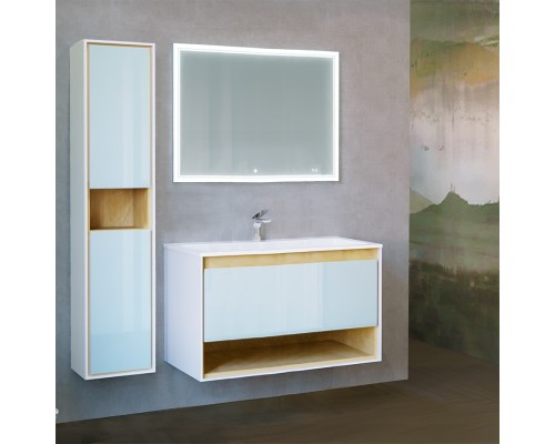 Зеркало Jorno Glass 120 с подсветкой с часами