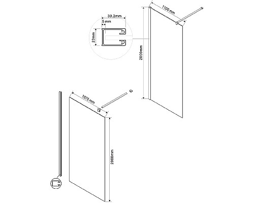Душевая перегородка Vincea Walk-In 110 VSW-1H110CLB Черный матовый