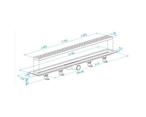 Душевой лоток PlastBrno SZE1850 с решеткой
