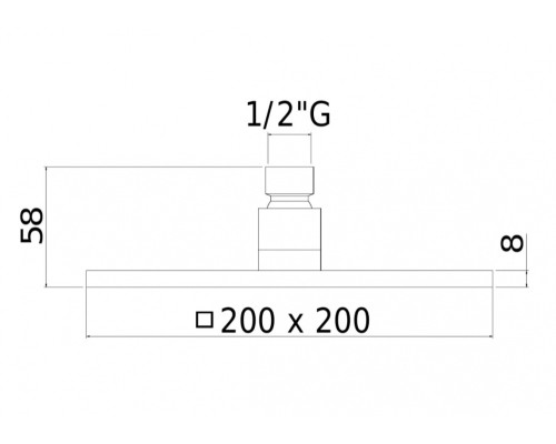 Верхний душ 200x200 8мм SYNCRO, антикальций черный матовый
