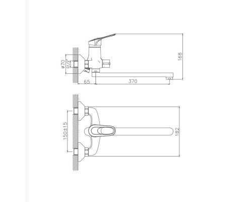 Смеситель для ванны Cron CN2215 Хром