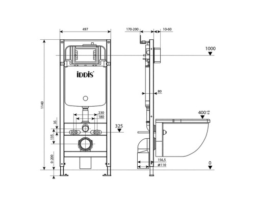 Инсталляция рамная IDDIS Profix для подвесного унитаза универсальная PRO0000i32