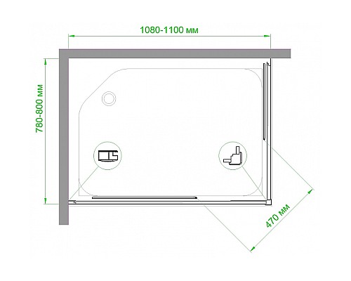 Душевой уголок Royal Bath HPD 110х80 RB8110HPD-C-BL профиль Черный стекло матовое