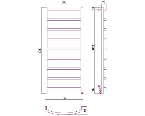 Полотенцесушитель электрический 1200х500 МЭМ правый Сунержа Галант 4.0 00-0831-1250