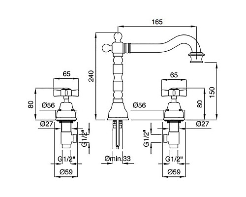 Смеситель для раковины Migliore Princeton 19371 Состаренный хром