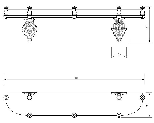 Стеклянная полка Migliore Elisabetta 17003 Бронза