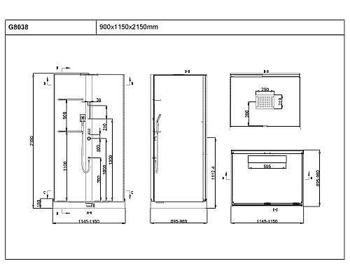 Душевая кабина Black&White Galaxy G8038 110x90 8038000 с гидромассажем