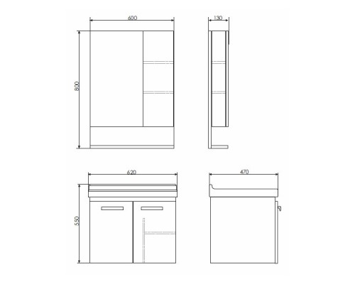 Зеркало со шкафом Comforty Рига 60 00004142211 Дуб сонома