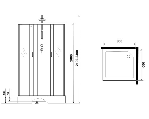 Душевая кабина Niagara Classic 90х90 NG-1101-14BKT без гидромассажа