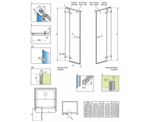 Душевая дверь Radaway Arta DWJ II 620 профиль Хром стекло прозрачное