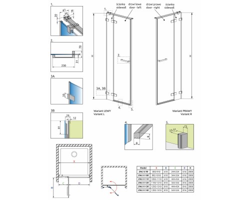 Душевая дверь Radaway Arta DWJ II 620 профиль Хром стекло прозрачное