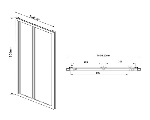 Душевая дверь Vincea Garda 90 VDB-1G900CL профиль Хром стекло прозрачное