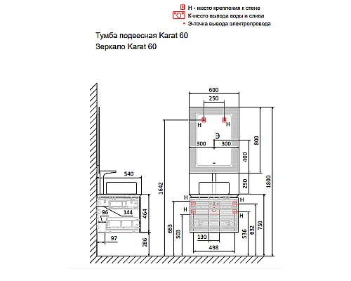 Зеркало Jorno Karat 60 Kar.02.60/P/W с подсветкой с бесконтактным выключателем Зеркало Jorno Karat 60 Kar.02.60/P/W с подсветкой с бесконтактным выключателем