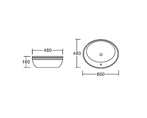 Раковина-чаша CeramaLux Lux Classic 60 3573 Белая Хром