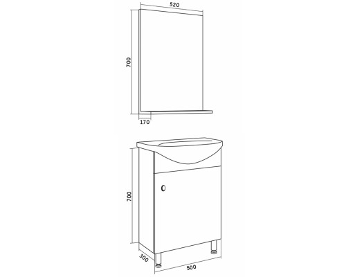 Комплект мебели для ванной Grossman Eco Line 50 105205 Белый