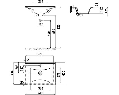 Раковина Creavit Su 60 SU060-00CB00E-0000 Белый