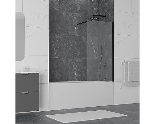 Шторка на ванну RGW Screens SC-051B 70х150 351105107-14 профиль Черный стекло прозрачное