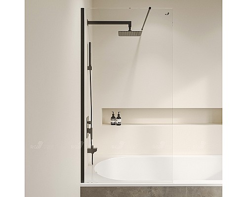 Шторка на ванну RGW Screens SC-051B 70х150 351105107-14 профиль Черный стекло прозрачное