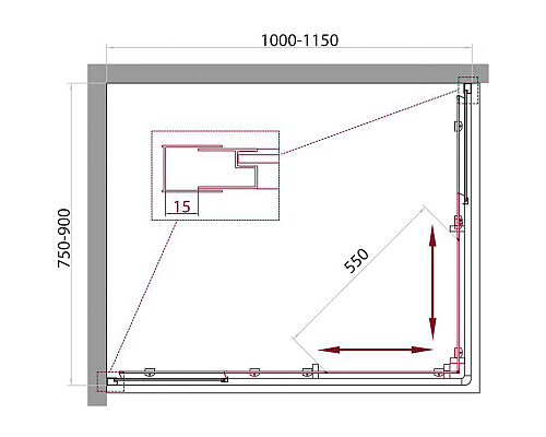 Душевой уголок BelBagno Unique 115х90 UNIQUE-AH-2-100/115-75/90-P-Cr Хром