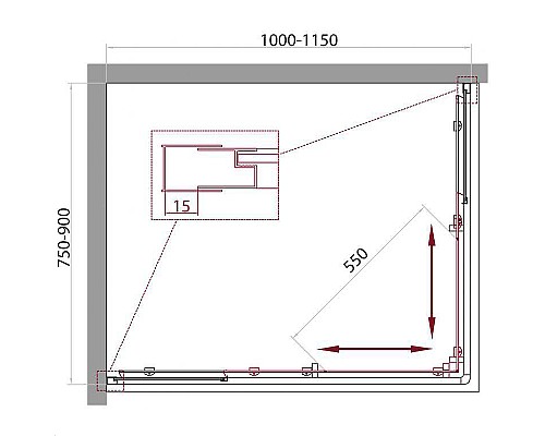 Душевой уголок BelBagno Unique 115х90 UNIQUE-AH-2-100/115-75/90-P-Cr Хром