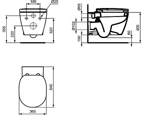 Комплект унитаза с инсталляцией Ideal Standard W220101 с сиденьем Микролифт без клавиши смыва