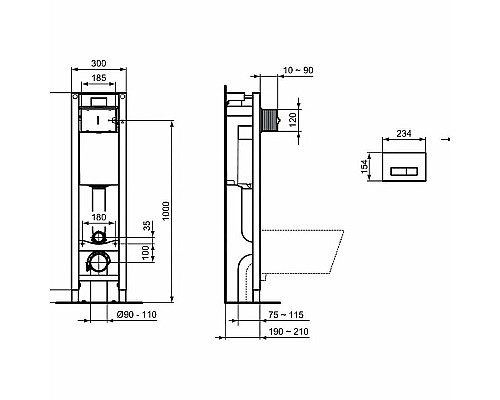 Комплект унитаза с инсталляцией Ideal Standard W220101 с сиденьем Микролифт без клавиши смыва