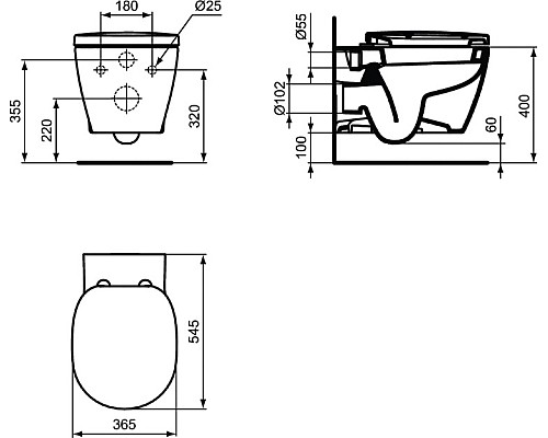 Комплект унитаза с инсталляцией Ideal Standard W220101 с сиденьем Микролифт без клавиши смыва