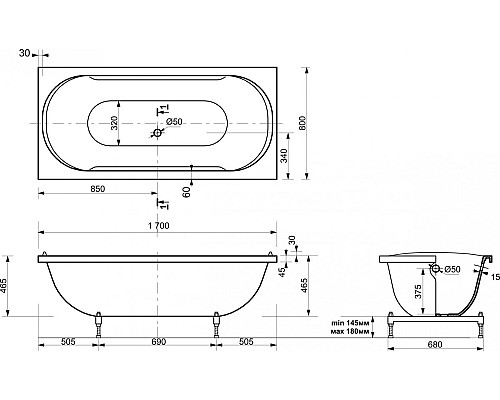 Кованый каркас для ванны Эстет Астра патина