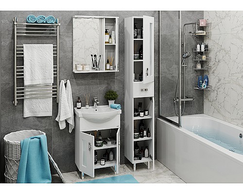 Зеркало со шкафом Onika Кристалл 58.01 205818 с подсветкой Белое