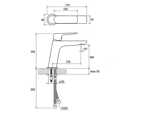 Смеситель для умывальника без донного клапана Ravak Classic X070080