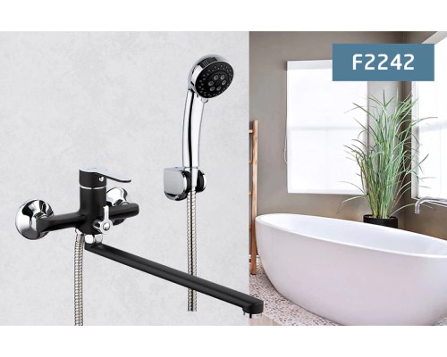 Смеситель для ванны Frap H42 F2242 универсальный Черный матовый Хром