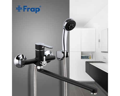 Смеситель для ванны Frap H42 F2242 универсальный Черный матовый Хром