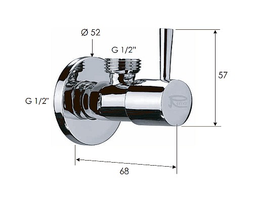 Запорный вентиль Remer 128L1212 Хром Запорный вентиль Remer 128L1212 Хром