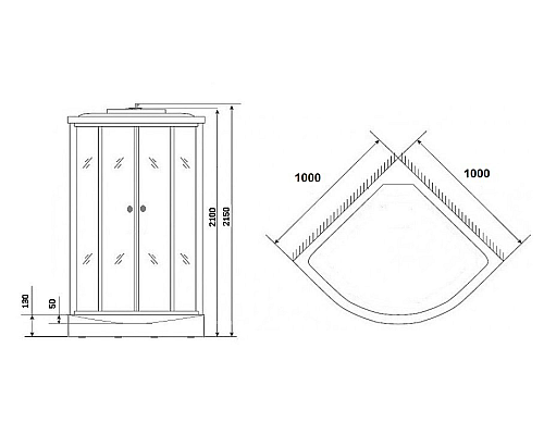 Душевая кабина Niagara Eco 100x100 NG-4502-14BLACK без гидромассажа