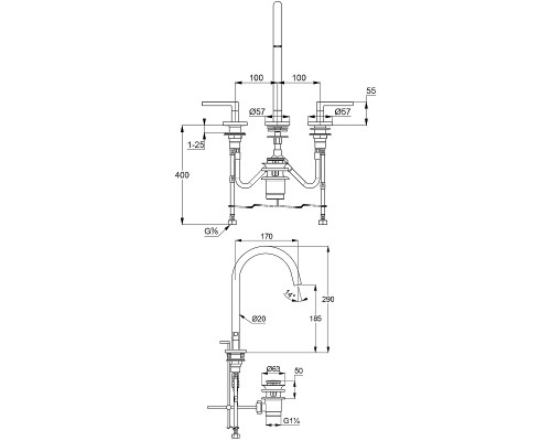 Смеситель для раковины Kludi Nova Fonte Puristic 201433915 Черный матовый