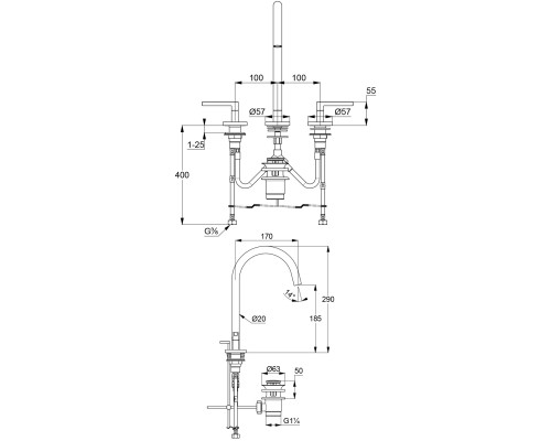 Смеситель для раковины Kludi Nova Fonte Puristic 201433915 Черный матовый