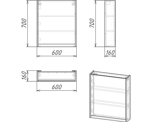 Зеркальный шкаф Stella Polar Кибела 60 SP-00001103 Цемент
