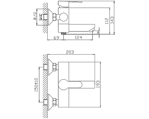 Смеситель для ванны Haiba HB60801 Нержавеющая сталь