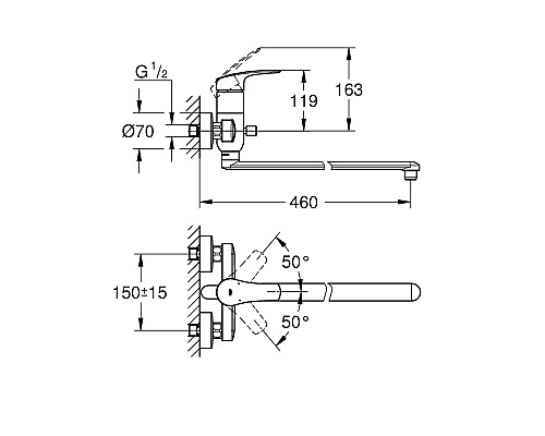 Смеситель для ванны Grohe Eurosmart 23992003 универсальный Хром