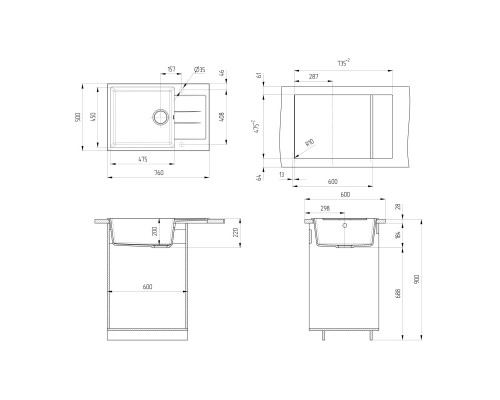 Кухонная мойка Ulgran U-602-341 ультра-белый