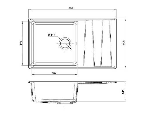 Кухонная мойка GranFest Level GF-LV-860L Иней