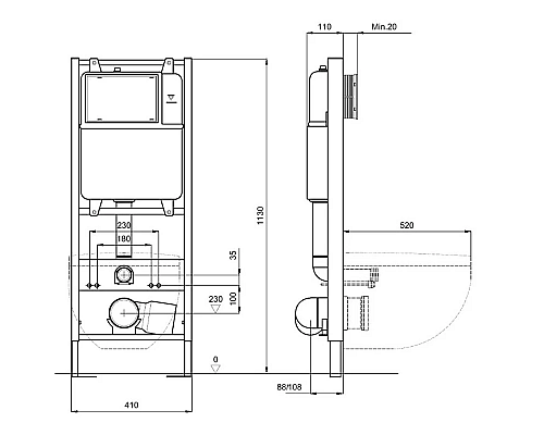 Инсталляция Aquatek Standart 41 INS-0000011 для унитаза без клавиши смыва