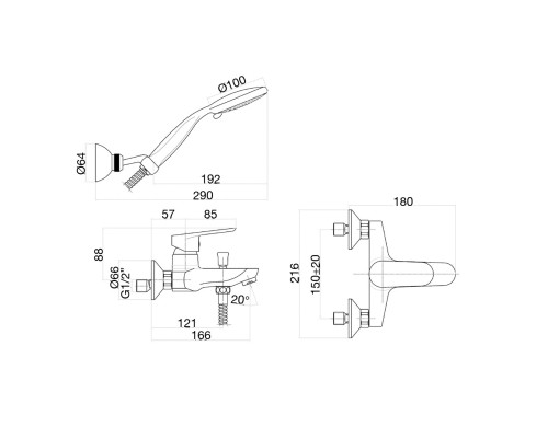 Смеситель для ванны Fiore Kevon Chic 81YX8150 хром желтый