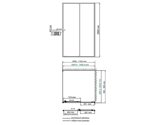 Душевой уголок WasserKRAFT Dill 110x90 61S15 профиль Черный матовый стекло прозрачное