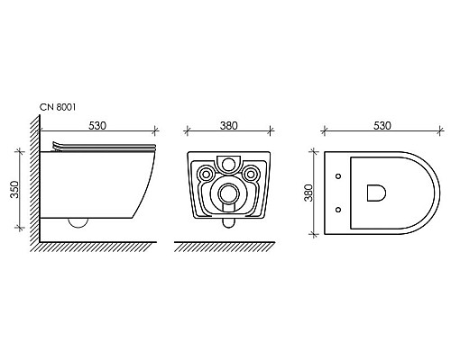 Подвесной унитаз Ceramica Nova PEARL безободковый CN8001