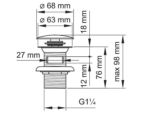 Донный клапан WasserKRAFT Mindel A153 click-clack Белый матовый