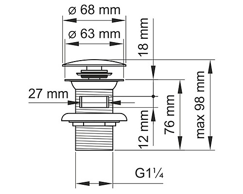 Донный клапан WasserKRAFT Mindel A153 click-clack Белый матовый