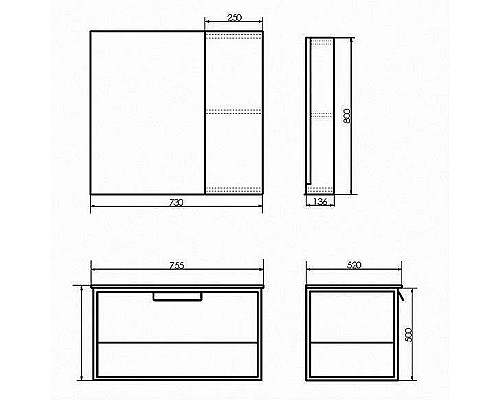 Зеркало со шкафом Comforty Бонн 75 00-00001950 Дуб дымчатый